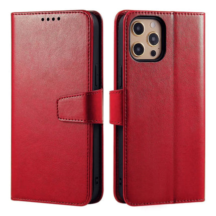 For iPhone 13 Pro Max Case Stand Card Holder Wallet Leather Phone Cover - Red