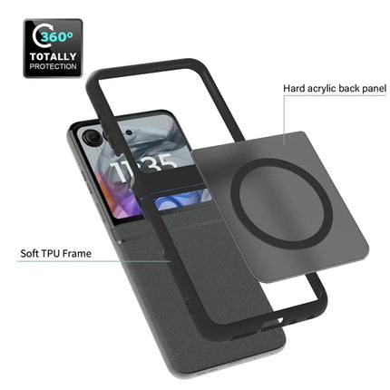 For Motorola Razr 50 5G / Razr 2024 5G Case Compatible with MagSafe TPU Frame Acrylic Back Phone Cover Skin Touch
