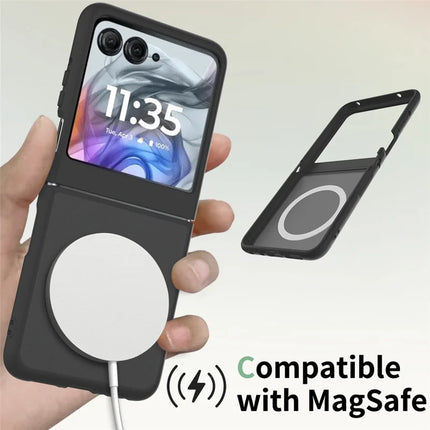 For Motorola Razr 50 5G / Razr 2024 5G Case Compatible with MagSafe TPU Frame Acrylic Back Phone Cover Skin Touch