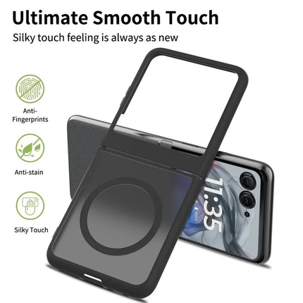 For Motorola Razr 50 5G / Razr 2024 5G Case Compatible with MagSafe TPU Frame Acrylic Back Phone Cover Skin Touch