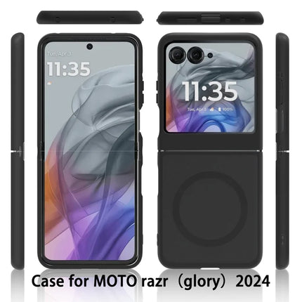 For Motorola Razr 50 5G / Razr 2024 5G Case Compatible with MagSafe TPU Frame Acrylic Back Phone Cover Skin Touch