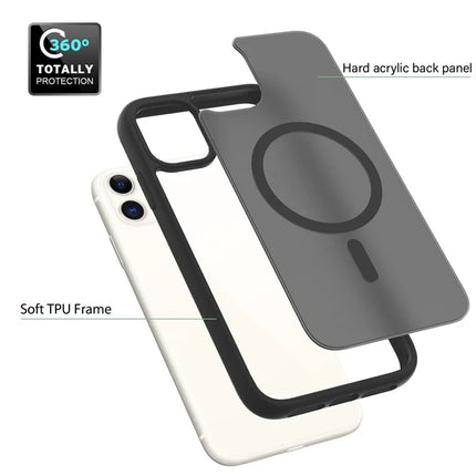 For iPhone 11 / XR Case Compatible with MagSafe TPU Frame Acrylic Back Phone Cover Skin Touch