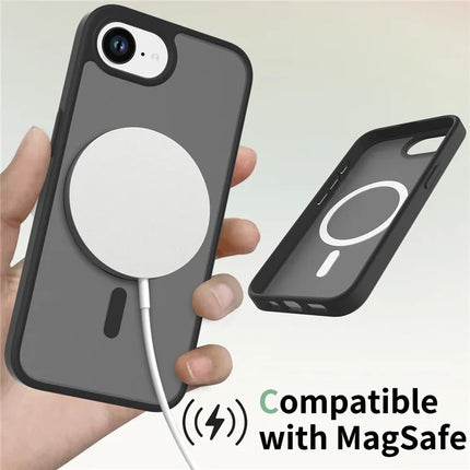 For iPhone 16e Case Compatible with MagSafe TPU Frame Acrylic Back Phone Cover Skin Touch