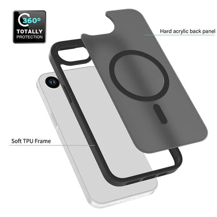 For iPhone 16e Case Compatible with MagSafe TPU Frame Acrylic Back Phone Cover Skin Touch