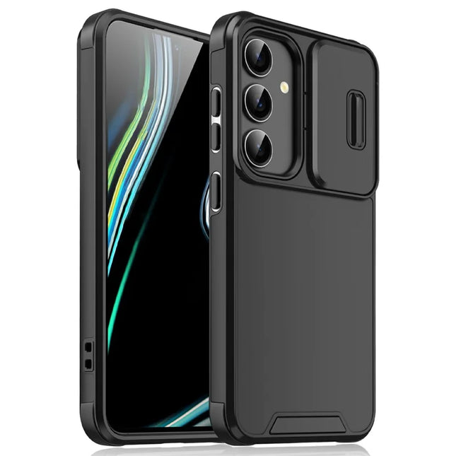 For Samsung Galaxy A16 5G  /  4G Case PC + TPU Shell with Slide Camera Phone Cover - Black