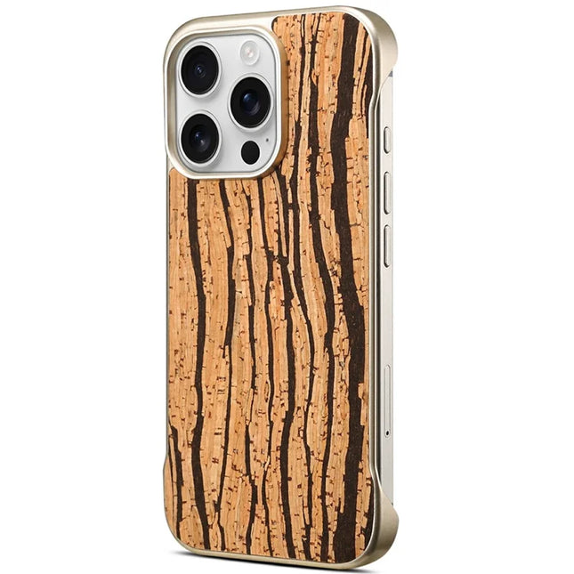 A18 For iPhone 16 Pro Max Invisible Magnetic Case Compatible with MagSafe PC Baked Paint Phone Back Cover - Wood Grain Yellow