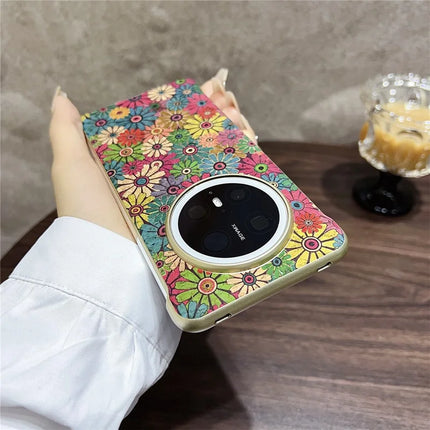 For Huawei Mate 70 Pro+ / Mate 70 Pro PC Phone Case Compatible with MagSafe Embossed Pattern Mobile Cover