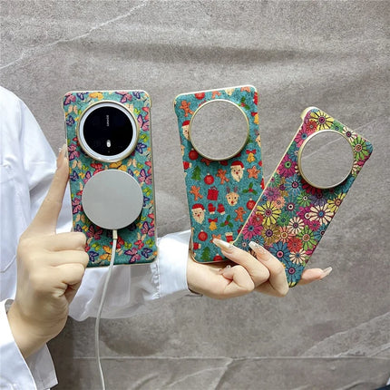 For Huawei Mate 70 Pro+ / Mate 70 Pro PC Phone Case Compatible with MagSafe Embossed Pattern Mobile Cover