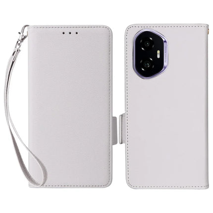 For Honor 300 Case Litchi Texture PU Leather Wallet Flip Phone Cover - White