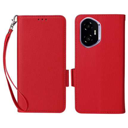 For Honor 300 Case Litchi Texture PU Leather Wallet Flip Phone Cover - Red