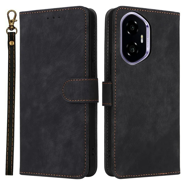 For Honor 300 Wallet Case RFID Blocking PU Leather Cover Stand View - Black