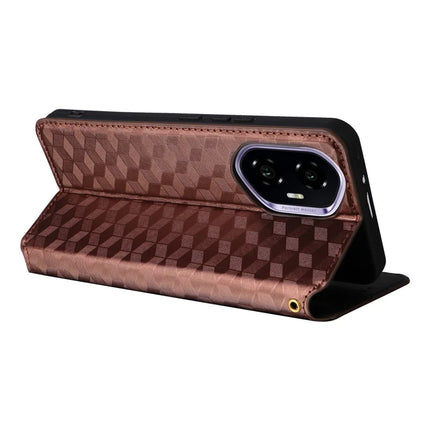 For Honor 300 Wallet Case Rhombus Imprinted Leather Phone Cover