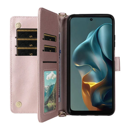 For Motorola Moto G05 4G  /  E15 4G Wallet Case with Shoulder Strap Leather Phone Cover