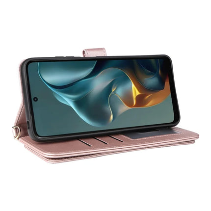 For Motorola Moto G05 4G  /  E15 4G Wallet Case with Shoulder Strap Leather Phone Cover