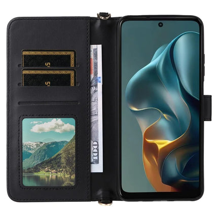 For Motorola Moto G05 4G  /  E15 4G Wallet Case with Shoulder Strap Leather Phone Cover