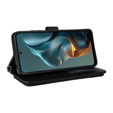 For Motorola Moto G05 4G  /  E15 4G Wallet Case with Shoulder Strap Leather Phone Cover