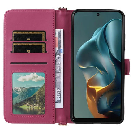 For Motorola Moto G05 4G  /  E15 4G Wallet Case with Shoulder Strap Leather Phone Cover
