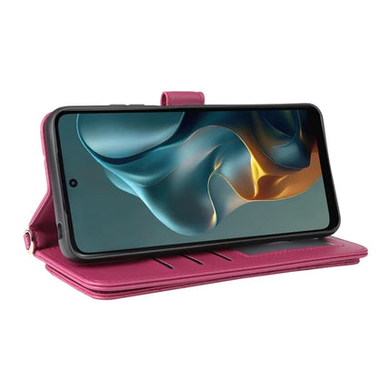 For Motorola Moto G05 4G  /  E15 4G Wallet Case with Shoulder Strap Leather Phone Cover