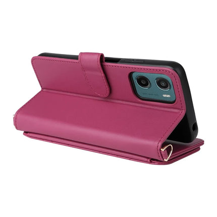 For Motorola Moto G05 4G  /  E15 4G Wallet Case with Shoulder Strap Leather Phone Cover