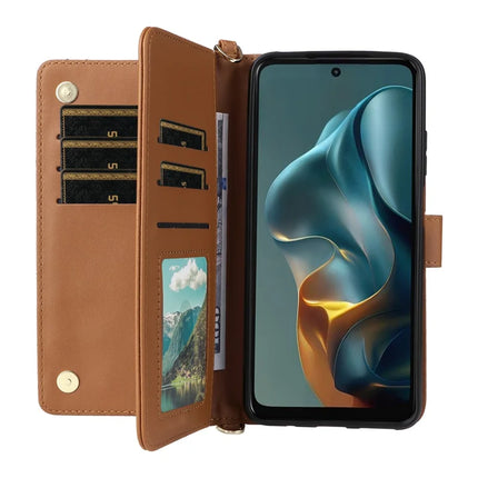 For Motorola Moto G05 4G  /  E15 4G Wallet Case with Shoulder Strap Leather Phone Cover