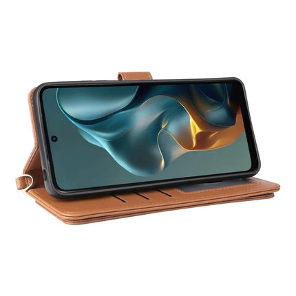 For Motorola Moto G05 4G  /  E15 4G Wallet Case with Shoulder Strap Leather Phone Cover