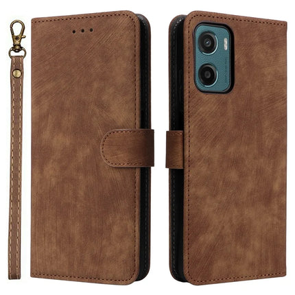 For Motorola Moto G05 4G  /  E15 4G Wallet Case RFID Blocking PU Leather Cover Stand View - Brown