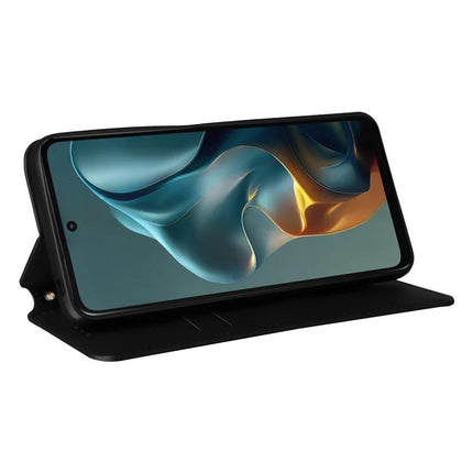 For Motorola Moto G05 4G  /  E15 4G Wallet Case Rhombus Imprinted Leather Phone Cover