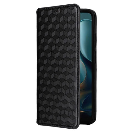 For Motorola Moto G05 4G  /  E15 4G Wallet Case Rhombus Imprinted Leather Phone Cover