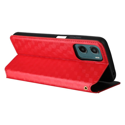 For Motorola Moto G05 4G  /  E15 4G Wallet Case Rhombus Imprinted Leather Phone Cover