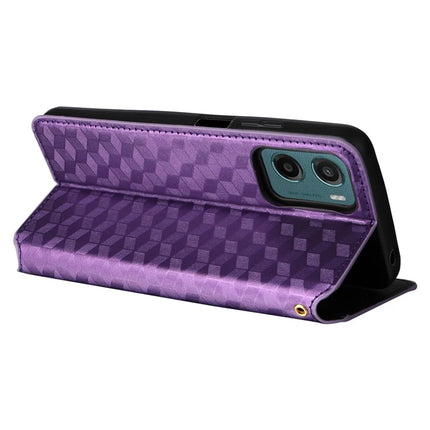 For Motorola Moto G05 4G  /  E15 4G Wallet Case Rhombus Imprinted Leather Phone Cover