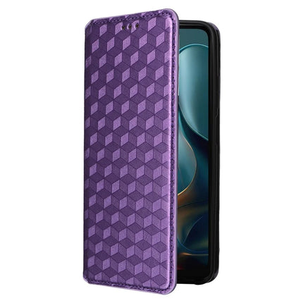 For Motorola Moto G05 4G  /  E15 4G Wallet Case Rhombus Imprinted Leather Phone Cover