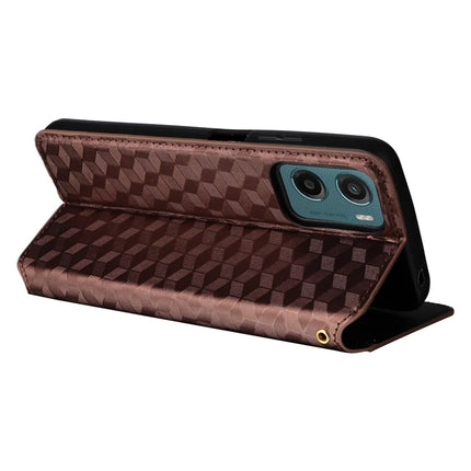 For Motorola Moto G05 4G  /  E15 4G Wallet Case Rhombus Imprinted Leather Phone Cover