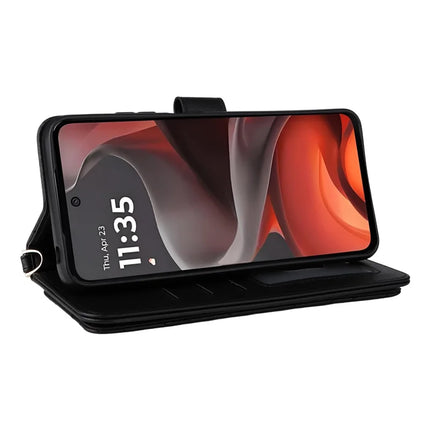 For Motorola Moto G15 Power 4G  /  G15 4G Wallet Case with Shoulder Strap Leather Phone Cover
