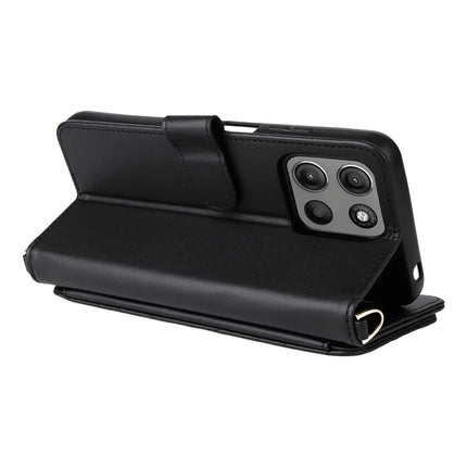 For Motorola Moto G15 Power 4G  /  G15 4G Wallet Case with Shoulder Strap Leather Phone Cover