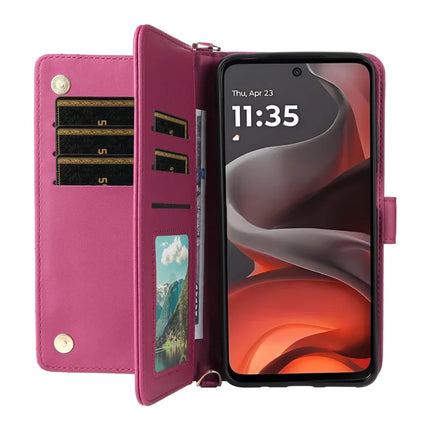 For Motorola Moto G15 Power 4G  /  G15 4G Wallet Case with Shoulder Strap Leather Phone Cover