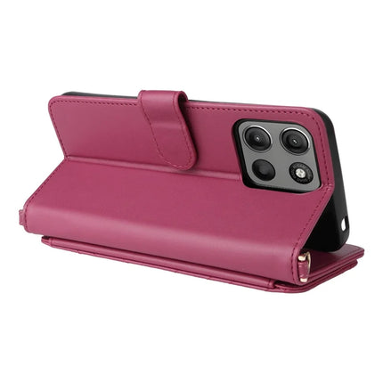 For Motorola Moto G15 Power 4G  /  G15 4G Wallet Case with Shoulder Strap Leather Phone Cover