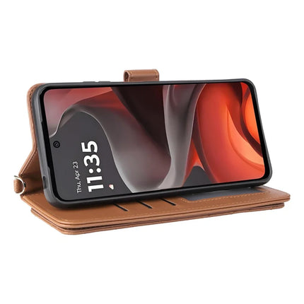 For Motorola Moto G15 Power 4G  /  G15 4G Wallet Case with Shoulder Strap Leather Phone Cover