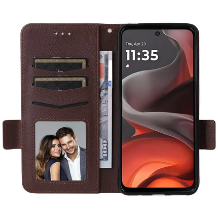 For Motorola Moto G15 Power 4G  /  G15 4G Case Litchi Texture PU Leather Wallet Flip Phone Cover