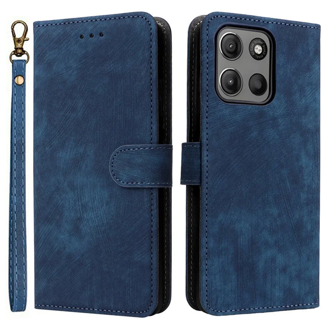 For Motorola Moto G15 Power 4G  /  G15 4G Wallet Case RFID Blocking PU Leather Cover Stand View - Blue