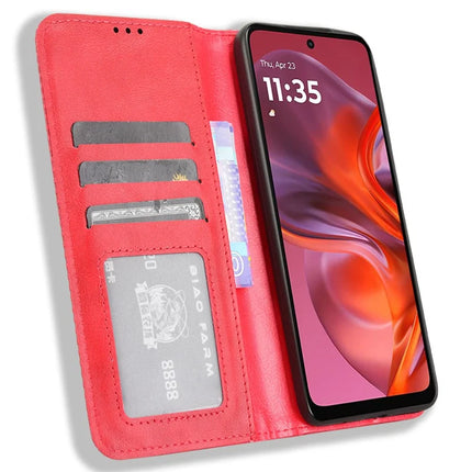 For Motorola Moto G05 4G  /  E15 4G Leather Case Wallet Stand Retro Texture Phone Cover