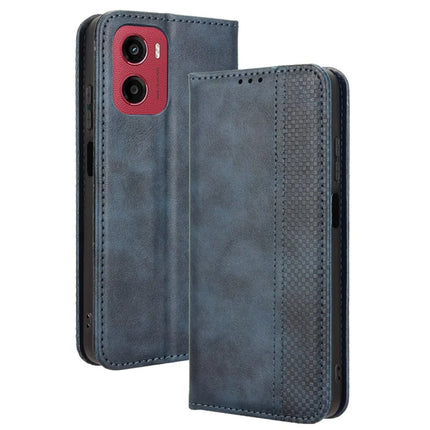 For Motorola Moto G05 4G  /  E15 4G Leather Case Wallet Stand Retro Texture Phone Cover - Blue