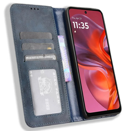 For Motorola Moto G05 4G  /  E15 4G Leather Case Wallet Stand Retro Texture Phone Cover