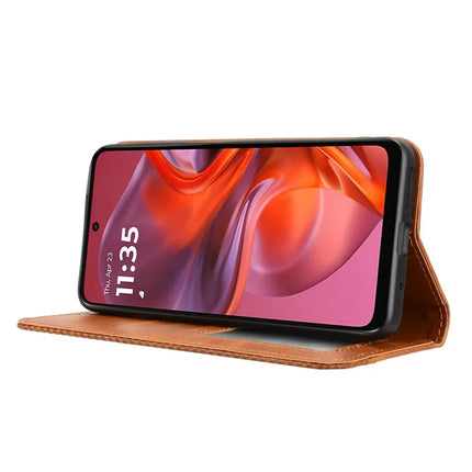 For Motorola Moto G05 4G  /  E15 4G Leather Case Wallet Stand Retro Texture Phone Cover