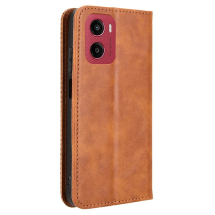 For Motorola Moto G05 4G  /  E15 4G Leather Case Wallet Stand Retro Texture Phone Cover