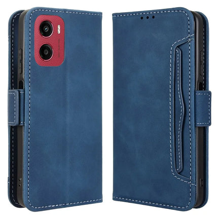 For Motorola Moto G05 4G  /  E15 4G Leather Case Phone Wallet Cover with Multiple Card Slots - Blue