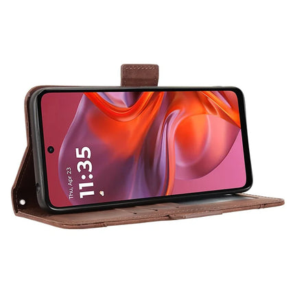For Motorola Moto G05 4G  /  E15 4G Leather Case Phone Wallet Cover with Multiple Card Slots