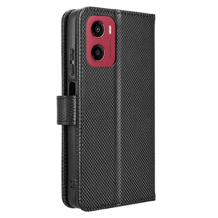 For Motorola Moto G05 4G  /  E15 4G Case PU Leather Diamond Texture Wallet Phone Cover