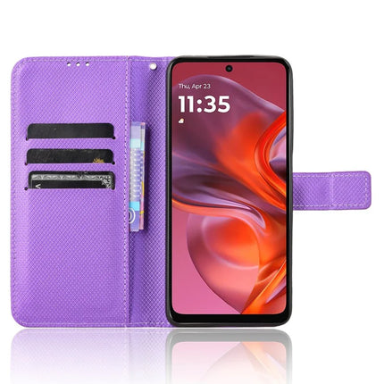 For Motorola Moto G05 4G  /  E15 4G Case PU Leather Diamond Texture Wallet Phone Cover