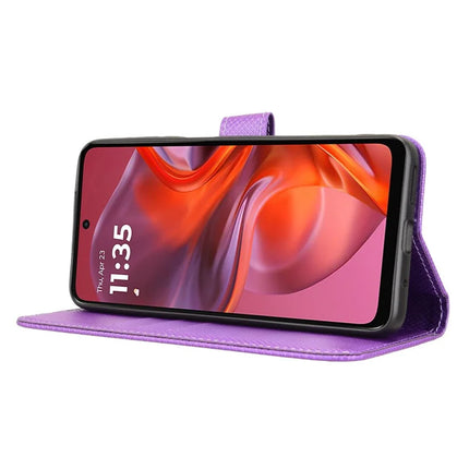 For Motorola Moto G05 4G  /  E15 4G Case PU Leather Diamond Texture Wallet Phone Cover