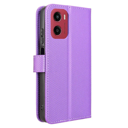 For Motorola Moto G05 4G  /  E15 4G Case PU Leather Diamond Texture Wallet Phone Cover